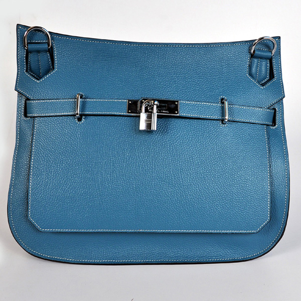 1089MB Hermes Jypsiﾨﾨre Bag in pelle 34 centimetri togo in Medium Blue con